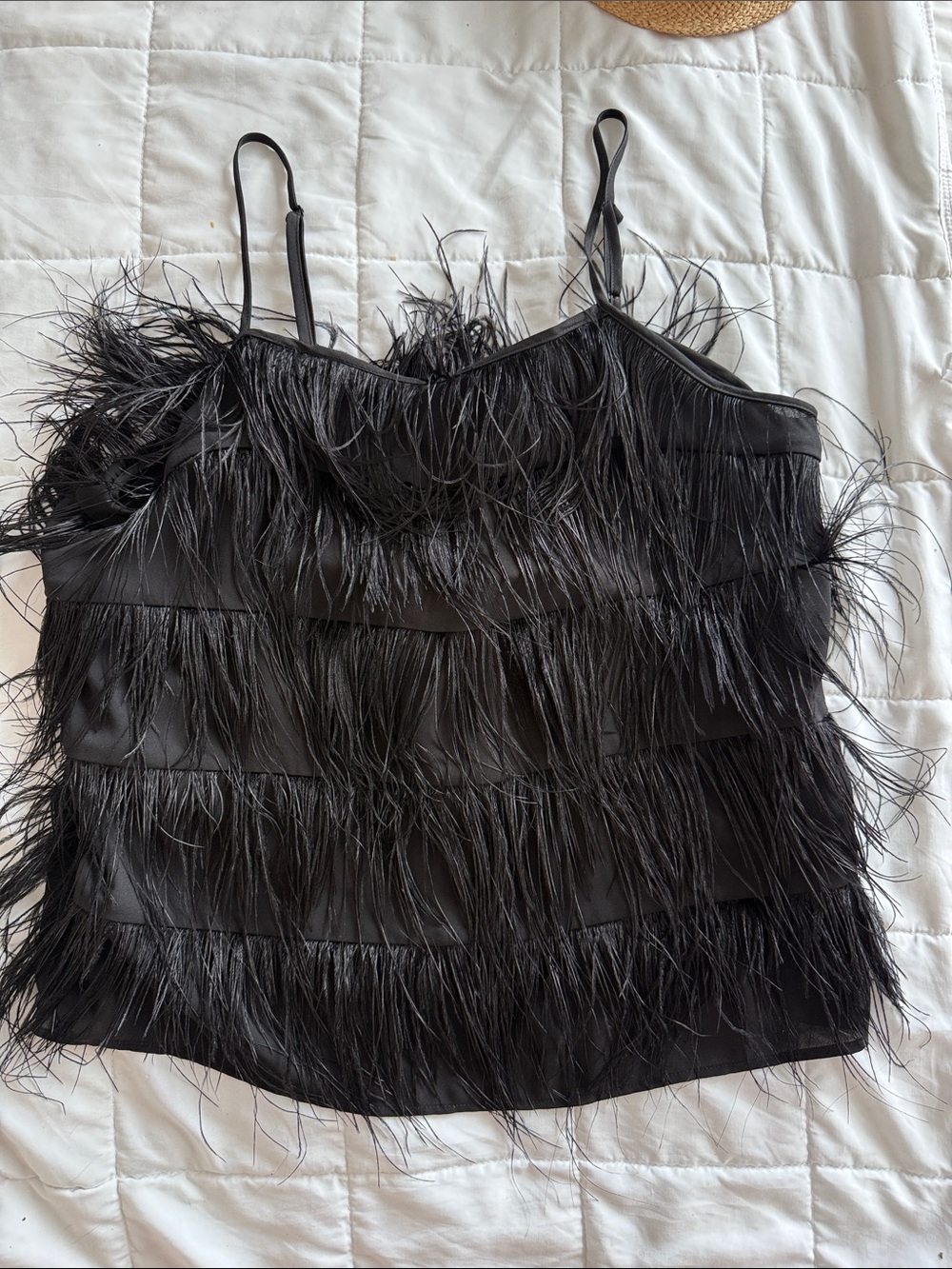 Chelsea28 Black Feather Tiered Camisole